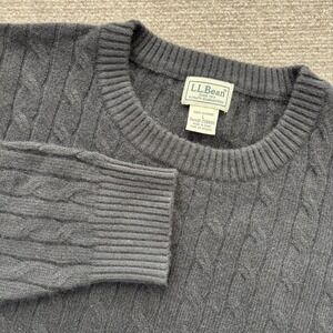 L.L. Bean 100% Cashmere Black Cable Knit Sweater Men's Size Large EUC